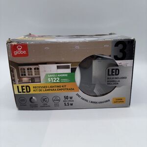 Globe White 3" Recessed Spot Swivel Lighting Kit Replacement 50W-400 Lumens NOB